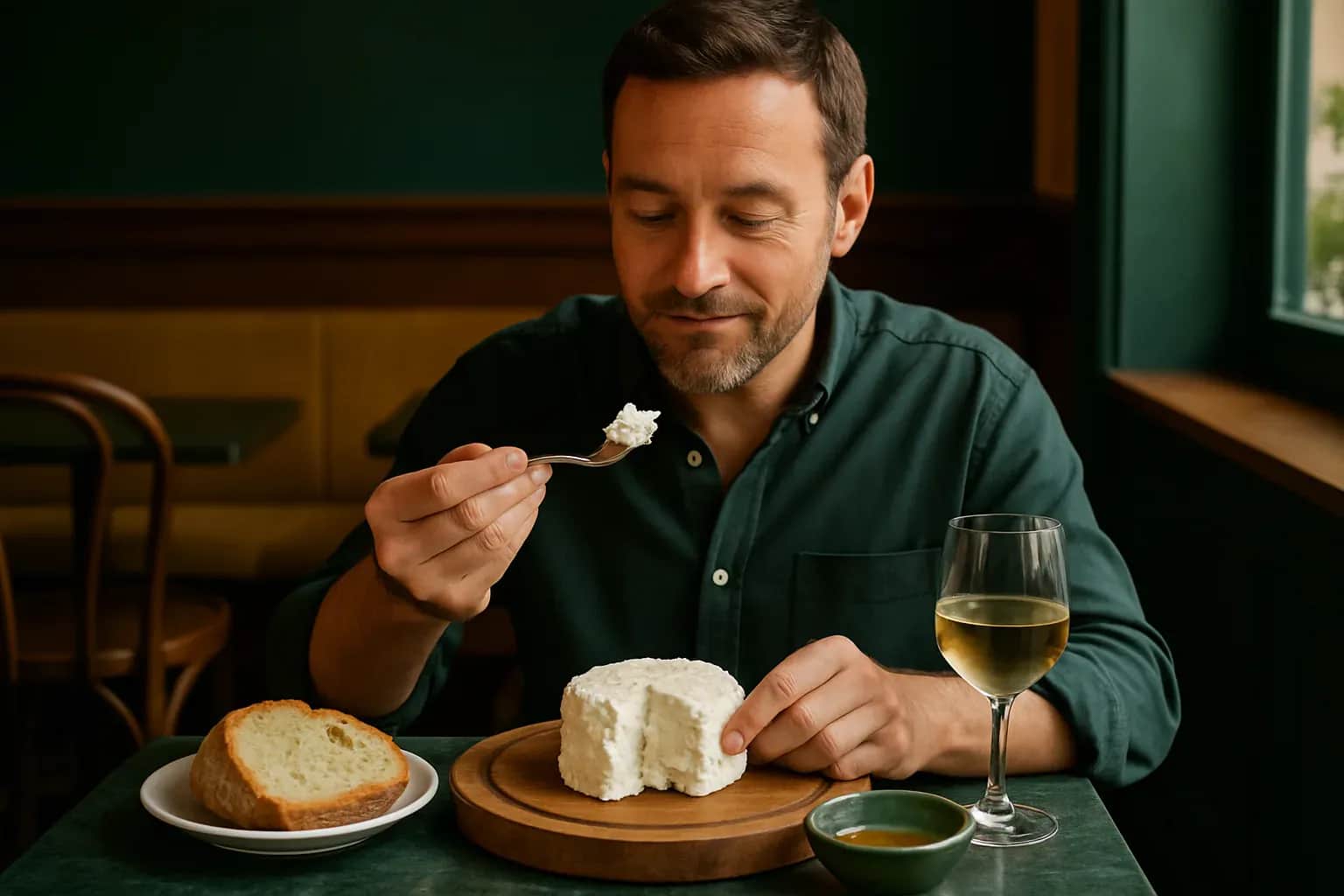 Illustration du brocciu, le fromage frais de brebis corse qui donne aux desserts de l’île leur douceur crémeuse.